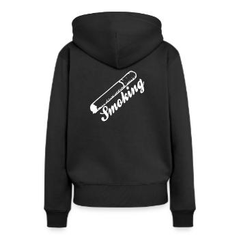 T-shirt fumeur - Sweat à capuche Premium bio Femme - noir - Dos - Julia (174cm)