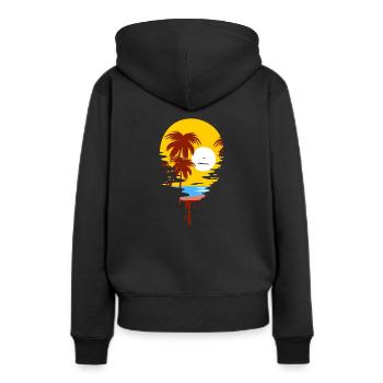 Sonnenuntergang - Frauen Premium Bio Hoodie - Schwarz - Hinten - Julia (174cm)