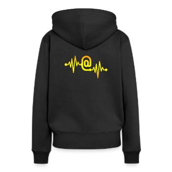Médias sociaux - Sweat à capuche Premium bio Femme - noir - Dos - Julia (174cm)