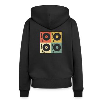Tourne-disque vinyle vinyle - Sweat à capuche Premium bio Femme - noir - Dos - Julia (174cm)