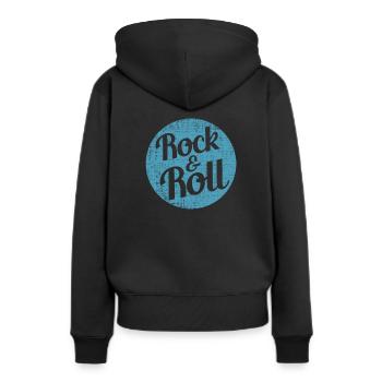 Rock and Roll - Frauen Premium Bio Hoodie - Schwarz - Hinten - Julia (174cm)