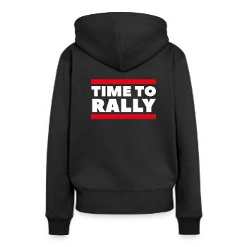 Rallye Zeit - Frauen Premium Bio Hoodie - Schwarz - Hinten - Julia (174cm)