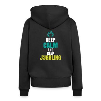 Jongler en disant - Sweat à capuche Premium bio Femme - noir - Dos - Julia (174cm)