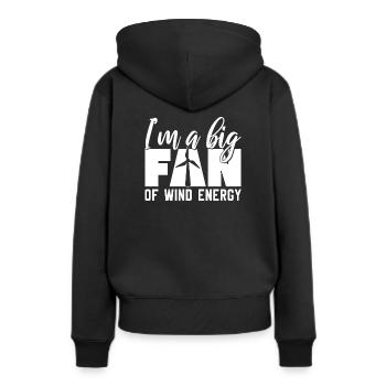 Énergie éolienne - Sweat à capuche Premium bio Femme - noir - Dos - Julia (174cm)