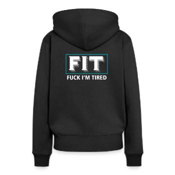 Fatigué - Sweat à capuche Premium bio Femme - noir - Dos - Julia (174cm)