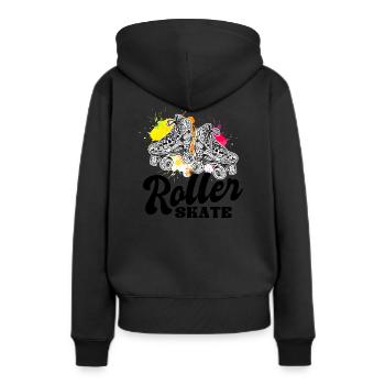 Rollschuhe - Frauen Premium Bio Hoodie - Schwarz - Hinten - Julia (174cm)