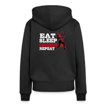Cadeau de cricket - Sweat à capuche Premium bio Femme - noir - Dos - Julia (174cm)