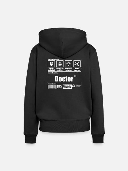 Doktor - Frauen Premium Bio Hoodie - Schwarz