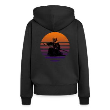 Kendo - Frauen Premium Bio Hoodie - Schwarz - Hinten - Julia (174cm)