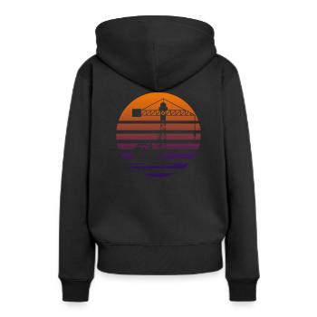 Kran - Frauen Premium Bio Hoodie - Schwarz - Hinten - Julia (174cm)