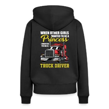 LKW Prinzessin - Frauen Premium Bio Hoodie - Schwarz - Hinten - Julia (174cm)