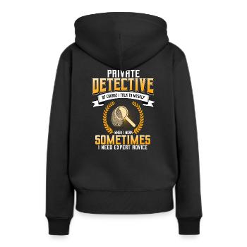Détective privé disant - Sweat à capuche Premium bio Femme - noir - Dos - Julia (174cm)