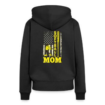 Softball Mama USA - Frauen Premium Bio Hoodie - Schwarz - Hinten - Julia (174cm)