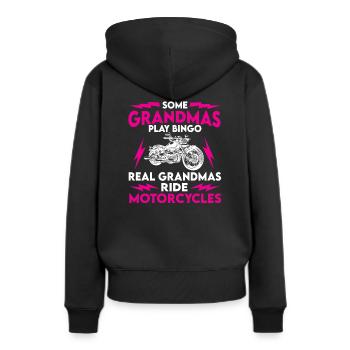 Cadeau de la moto grand-mère - Sweat à capuche Premium bio Femme - noir - Dos - Julia (174cm)