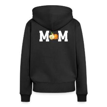 Zwiebel Mama - Frauen Premium Bio Hoodie - Schwarz - Hinten - Julia (174cm)