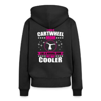 Maman qui bat la roue - Sweat à capuche Premium bio Femme - noir - Dos - Julia (174cm)