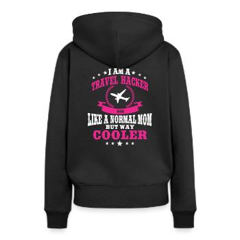 Travel Hacker Mutter - Frauen Premium Bio Hoodie - Schwarz - Hinten - Julia (174cm)