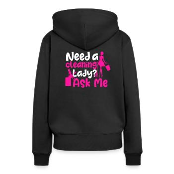 Femme de ménage - Sweat à capuche Premium bio Femme - noir - Dos - Julia (174cm)