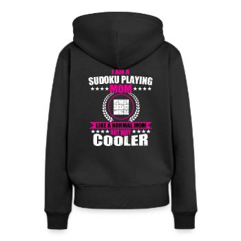 Sudoku Mama - Frauen Premium Bio Hoodie - Schwarz - Hinten - Julia (174cm)