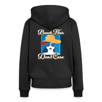 Strandhaare Kümmern Sich Nicht Darum - Frauen Premium Bio Hoodie - Schwarz - Hinten - Julia (174cm)