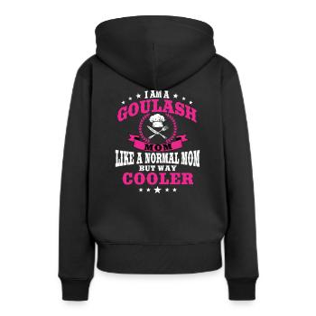 Gulasch Mama - Frauen Premium Bio Hoodie - Schwarz - Hinten - Julia (174cm)