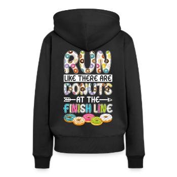 Lustiges Laufshirt Donut Motivation Joggen Sport - Frauen Premium Bio Hoodie - Schwarz - Hinten - Julia (174cm)