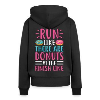 Lustiges Laufshirt Donut Motivation Joggen Sport - Frauen Premium Bio Hoodie - Schwarz - Hinten - Julia (174cm)