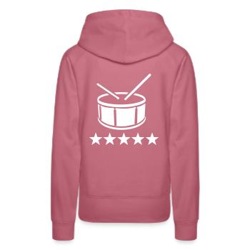 Trommel - Frauen Premium Bio Hoodie - Malve - Hinten - Isabella (175cm)