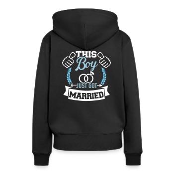 mariage - Sweat à capuche Premium bio Femme - noir - Dos - Julia (174cm)