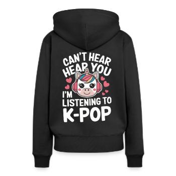 Musique K-Pop Pop Coréenne - Sweat à capuche Premium bio Femme - noir - Dos - Julia (174cm)