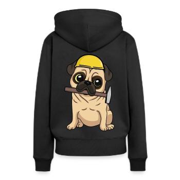 Baustelle Tiefbau Mops Handwerker bauen Hammer Job - Frauen Premium Bio Hoodie - Schwarz - Hinten - Julia (174cm)