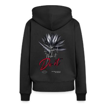 Dream it Wish it Do it - Frauen Premium Bio Hoodie - Schwarz - Hinten - Julia (174cm)