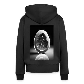 Kosmisches Ei - Frauen Premium Bio Hoodie - Schwarz - Hinten - Julia (174cm)