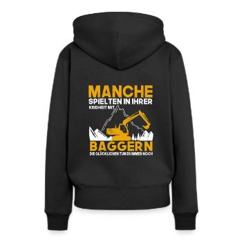 Bagger Kindheit Baggerfahrer - Frauen Premium Bio Hoodie - Schwarz - Hinten - Julia (174cm)