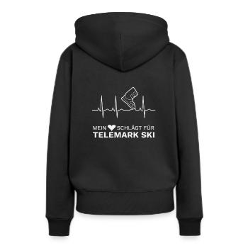 Telemark Ski Ferse Frei Herzschlag EKG - Frauen Premium Bio Hoodie - Schwarz - Hinten - Julia (174cm)