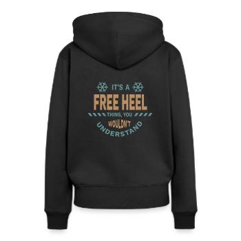 Telemark Ski Ferse Frei Retro - Frauen Premium Bio Hoodie - Schwarz - Hinten - Julia (174cm)