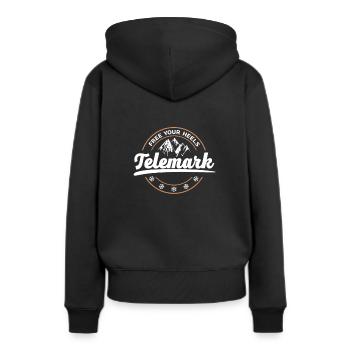 Telemark Ski Talse Free Rétro - Sweat à capuche Premium bio Femme - noir - Dos - Julia (174cm)