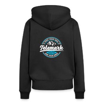 Télémark Ski Retro 4 - Sweat à capuche Premium bio Femme - noir - Dos - Julia (174cm)