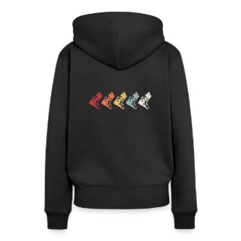 Telemark Ski Ferse Frei Vintage Retro 70s - Frauen Premium Bio Hoodie - Schwarz - Hinten - Julia (174cm)