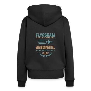 Flugscham - Flygskam - Umwelt - Geschenk - Frauen Premium Bio Hoodie - Schwarz - Hinten - Julia (174cm)