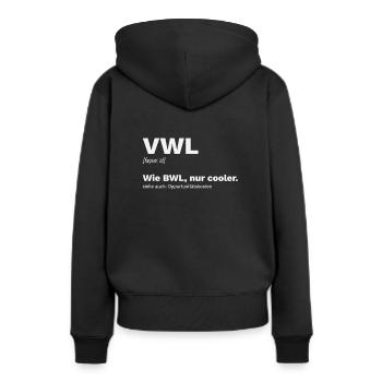 VWL Student Studium Geschenk Oppurtunitätskosten - Frauen Premium Bio Hoodie - Schwarz - Hinten - Julia (174cm)