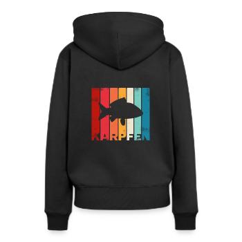 Karpfen Karpfenangeln Retro - Frauen Premium Bio Hoodie - Schwarz - Hinten - Julia (174cm)