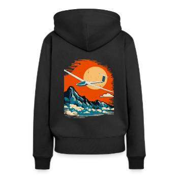 Planeur Glissant Thermiques Rétro Vintage - Sweat à capuche Premium bio Femme - noir - Dos - Julia (174cm)