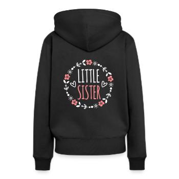 Kleine Schwester Geschenkidee Schwestern Herz süß - Frauen Premium Bio Hoodie - Schwarz - Hinten - Julia (174cm)