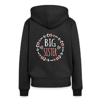 Big sister gift idea sisters heart sweet - Women’s Premium Organic Hoodie - black - Back - Julia (174cm)