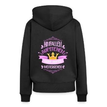 La couronne se lève. - Sweat à capuche Premium bio Femme - noir - Dos - Julia (174cm)