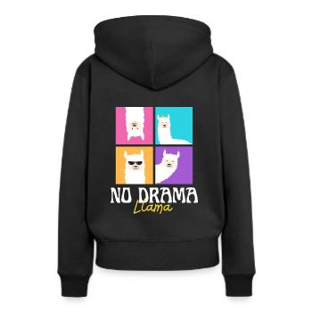 No drama llama - Frauen Premium Bio Hoodie - Schwarz - Hinten - Julia (174cm)