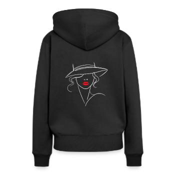 FEMME levres rouges chapeau - Sweat à capuche Premium bio Femme - noir - Dos - Julia (174cm)