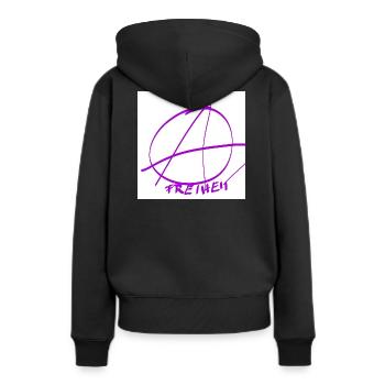 Freiheit im Kreis der Anarchie – Lila Linien - Frauen Premium Bio Hoodie - Schwarz - Hinten - Julia (174cm)