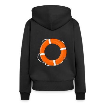 Boot Rettungsring - Frauen Premium Bio Hoodie - Schwarz - Hinten - Julia (174cm)